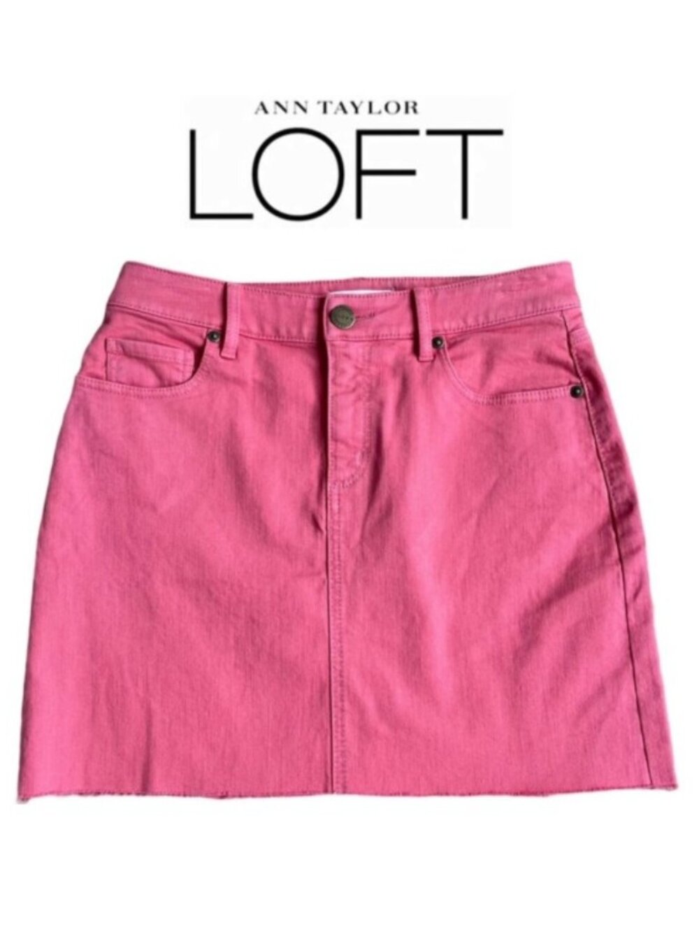 Barbiecore Coral Cutoff Mini Skirt Women's 2 Y2K Preppy LOFT Summer Beach Vacay